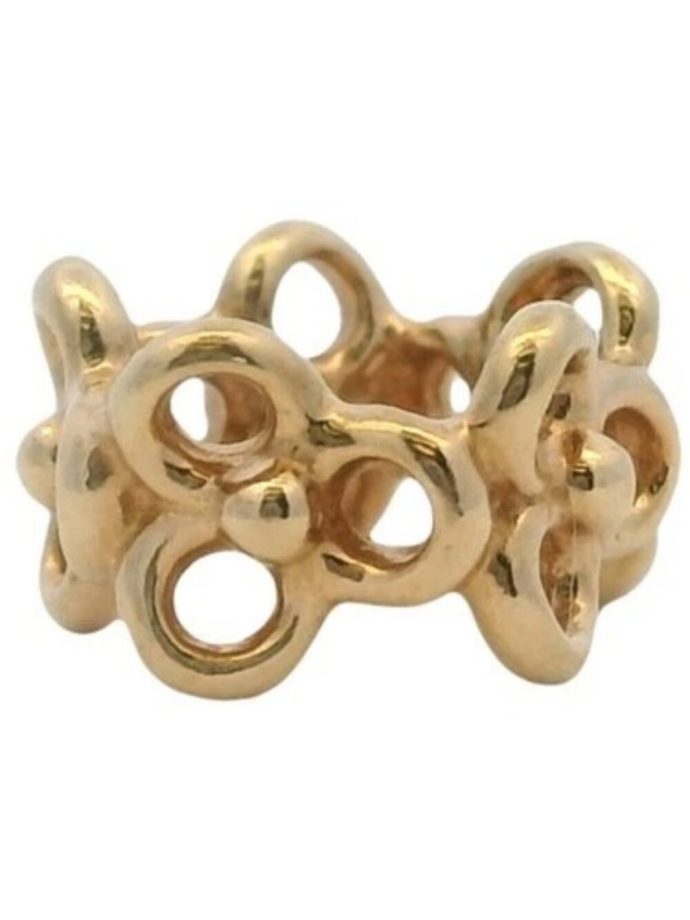 Pandora Solid 14kt Yellow Gold Trinity Flower Spacer Slider Charm